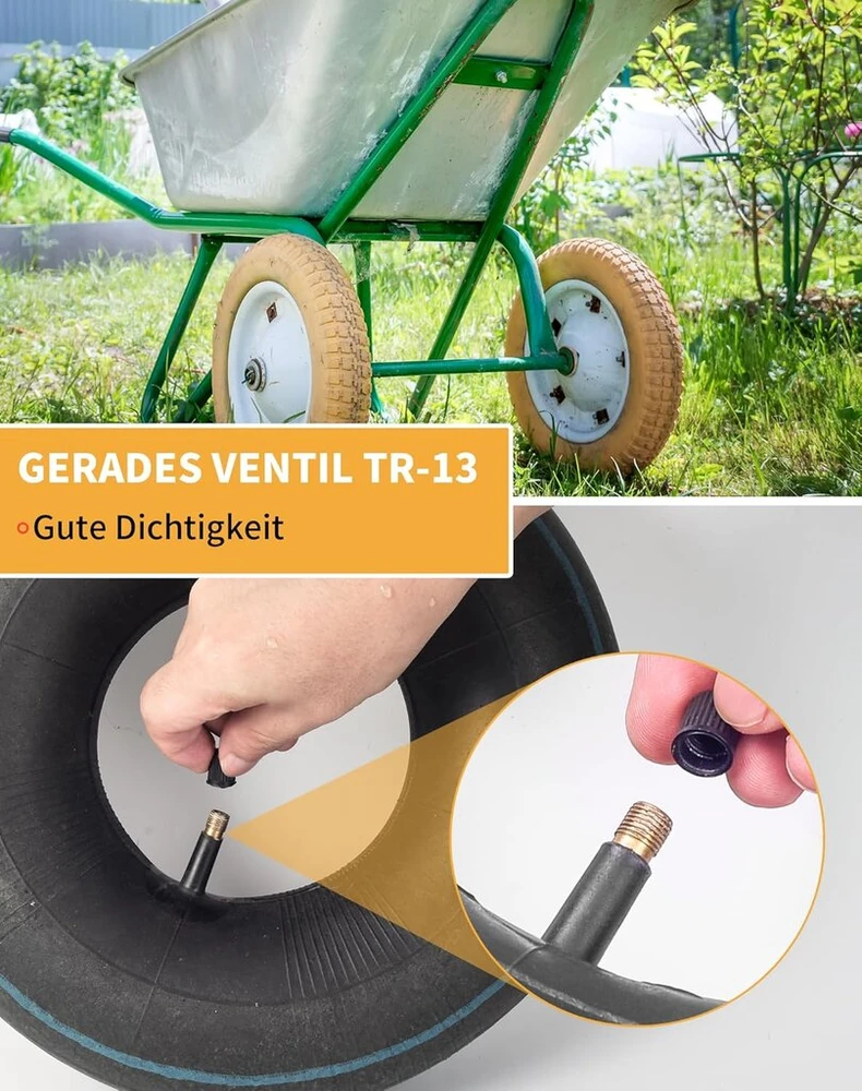 Sosaluk 2 kameros 4.10/3.50-4 tr13 tiesus ventilis vidinė žarna 4.10/3.50-4 žarna maišų vežimėlio ratui, karučiui, vejapjovei, sodo vežimėliui, rankiniam vežimėliui