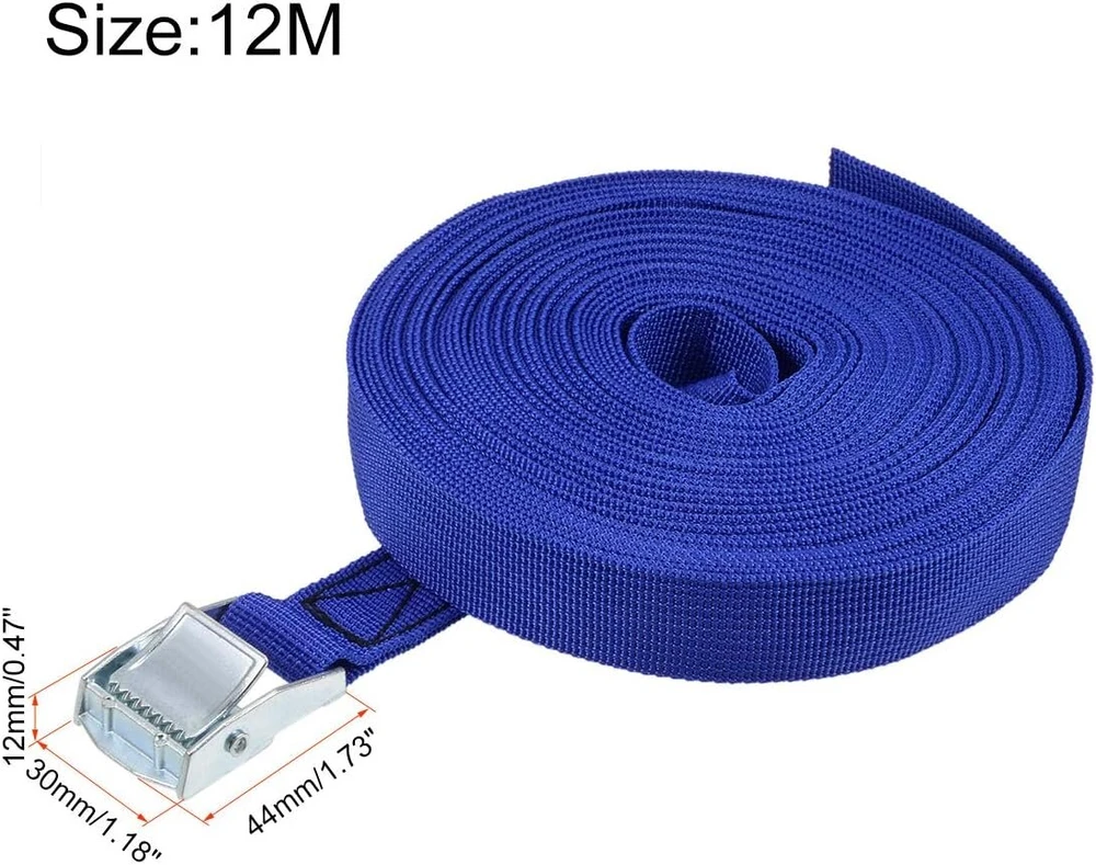 Sourcing map 1 pakuotė tvirtinimo diržas su kumšteline sagtimi 12 m x 25 mm 250 kg apkrova polipropilenas transporto kroviniams mėlynas