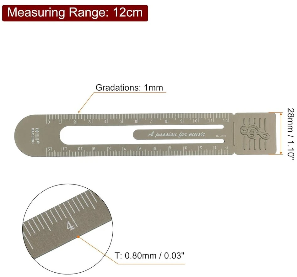 Sourcing map 2 vnt. liniuotė 12 cm metrinė žymelė spaustukas liniuotės dizainas metalinis aliuminio lydinio skalė abiejose pusėse matavimo skalės įrankis matavimui ruda