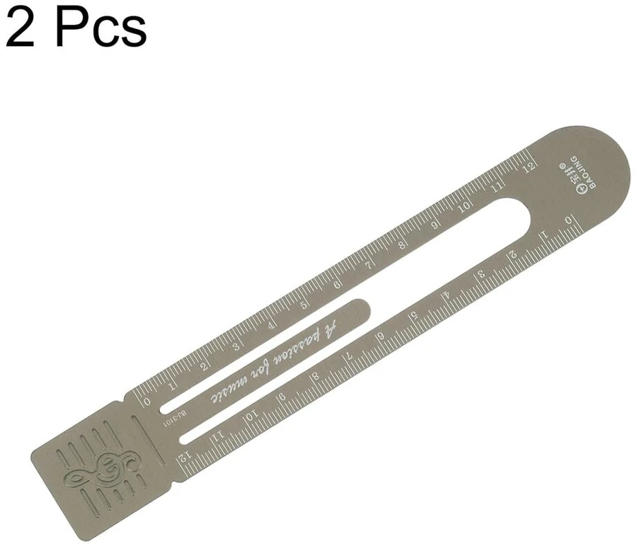 Sourcing map 2 vnt. liniuotė 12 cm metrinė žymelė spaustukas liniuotės dizainas metalinis aliuminio lydinio skalė abiejose pusėse matavimo skalės įrankis matavimui ruda