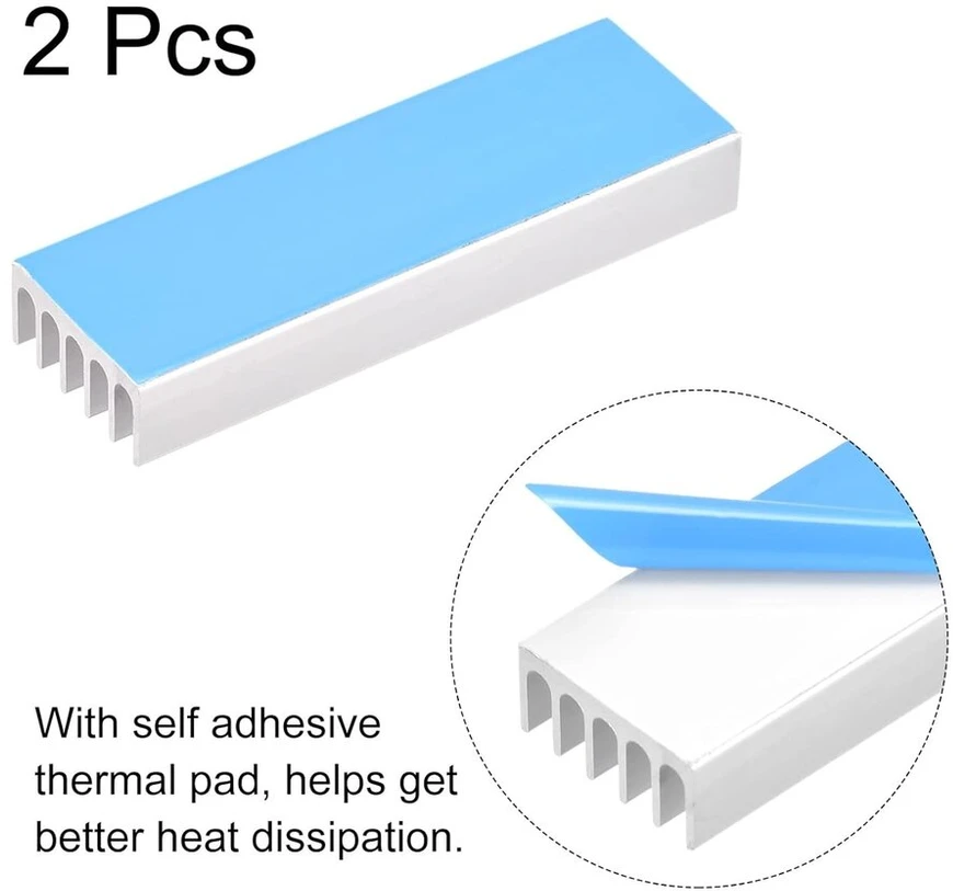 Sourcing map 2 vnt. M.2 Ssd heatsink aušintuvas su termopadžio lydinio aliuminio radiatoriumi