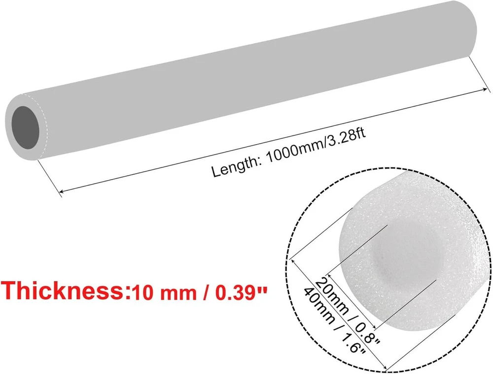Sourcing map 2 vnt. putplasčio kempinė 1000 mm/3.28 ft 20 x 40 mm (0.8 x 1.6 colio) vamzdžių izoliacijai