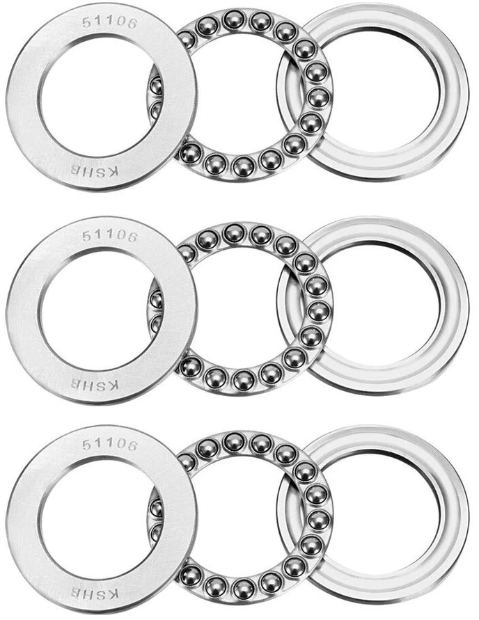 Sourcing map 3 vnt. 51106 atraminis rutulinis guolis 30 mm x 47 mm x 11 mm chromuotas plienas Abec3 vienos eilės ritinėlis
