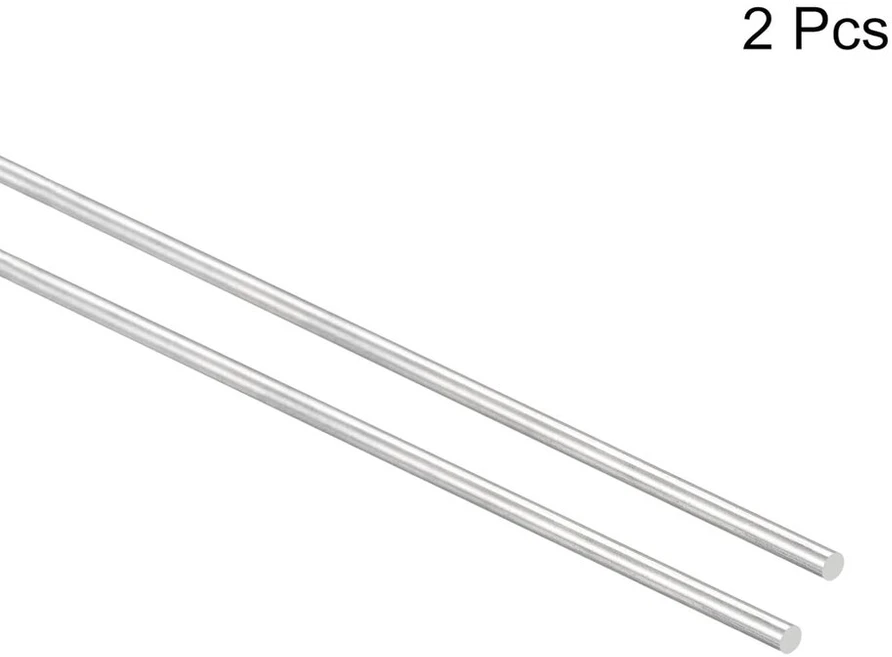 Sourcing map 304 nerūdijančio plieno apvalūs strypai, 3 mm x 400 mm pilno veleno strypai "pasidaryk pats" amatų modelių automobiliams, sraigtasparniams, lėktuvams, 2 vnt.