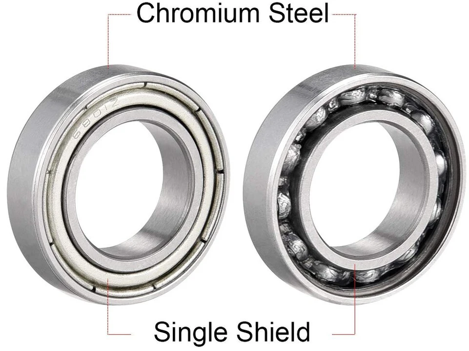 Sourcing map 6801z gilios vagos sferinis vienas ženklas 12 mm x 21 mm x 5 mm chromuoto plieno guolis de, 10 vnt.