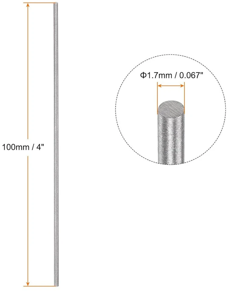 Sourcing map apvalūs strypai 15 vnt., 1,7 mm x 100 mm, greitapjovis plienas (hss), tekinimo staklių strypai