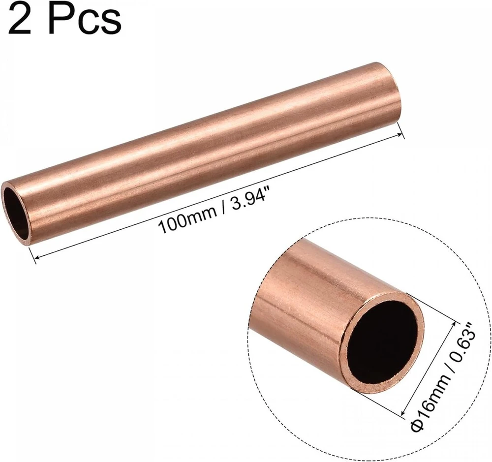 Ventiliatorius Sourcing map apvalus varinis vamzdis 16 mm išorinis skersmuo 1,5 mm sienelės storis 100 mm ilgio vamzdžio žarna, 2 vnt.