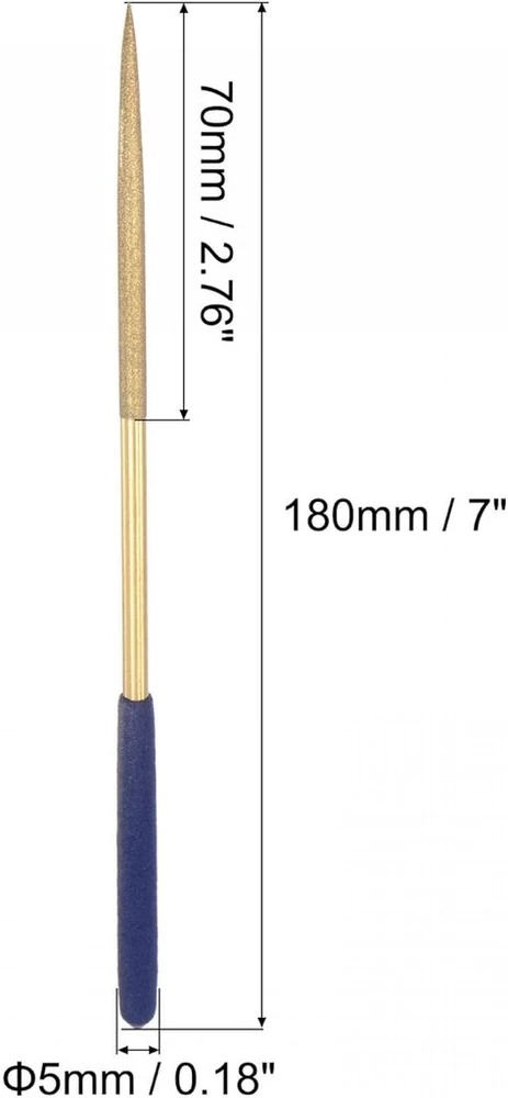 Sourcing map deimantinis adatinis dildė titanu dengta apvali dildė rankinis įrankis su tpu rankena metalui steinee medžiui 5 mm x 180 mm