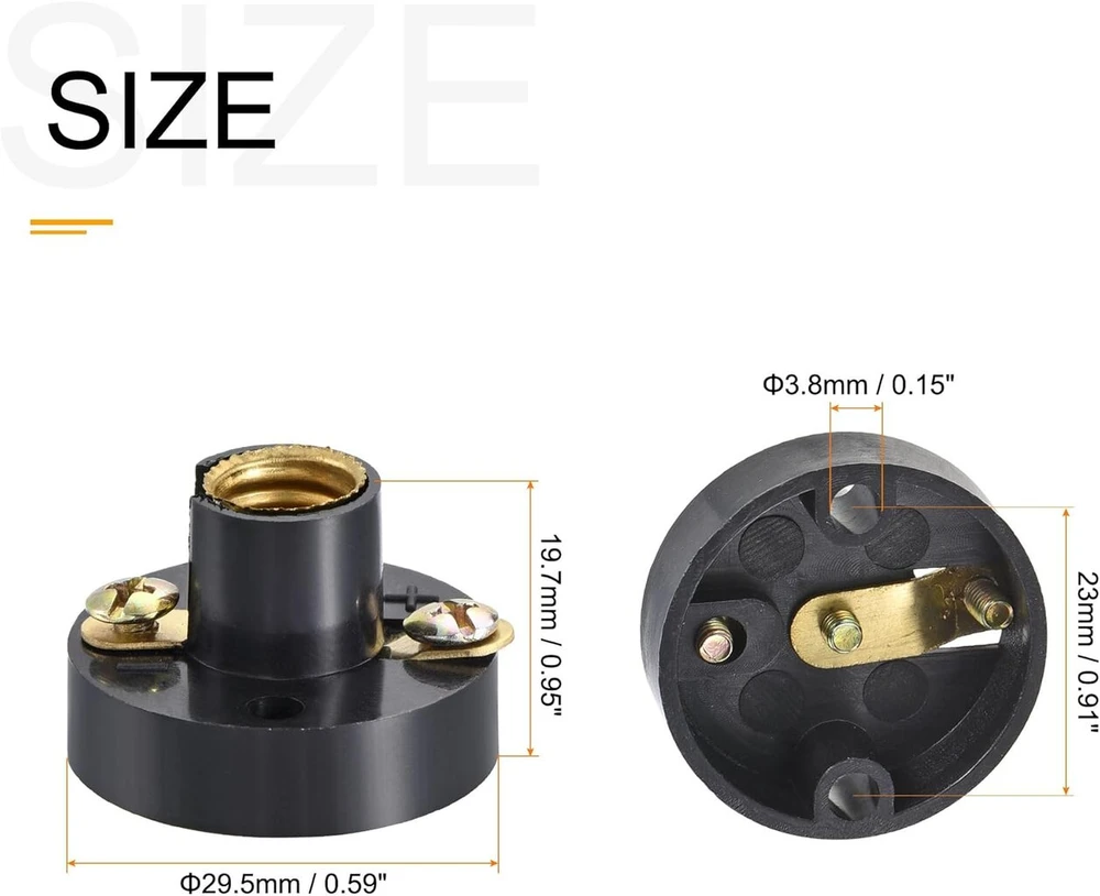 Sourcing map E10 lempos lizdo rinkinys, 3.8 V lempos lizdo sraigtinis pagrindas su E10 lempute, plastikas, varis, juodas, 15 vnt.