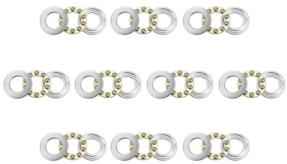 Sourcing map F10-18m atraminių rutulinių guolių rinkinys, 10 vnt., 10 mm x 18 mm x 5,5 mm, chromuotas plienas, vienkryptis