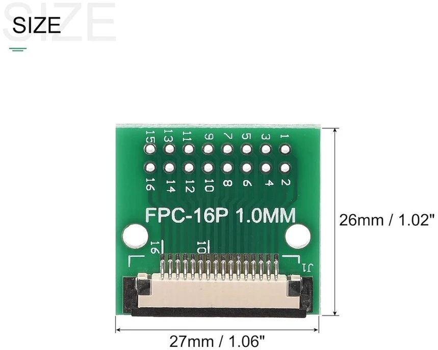Sourcing map fpc ffc konverterio jungties plokštė 16p 1.0 mm į moterišką pusę 0.5 mm atgal į dip 2.54 mm lcd 3d spausdintuvui dvd tv nešiojamam kompiuteriui audio, 2 vnt.