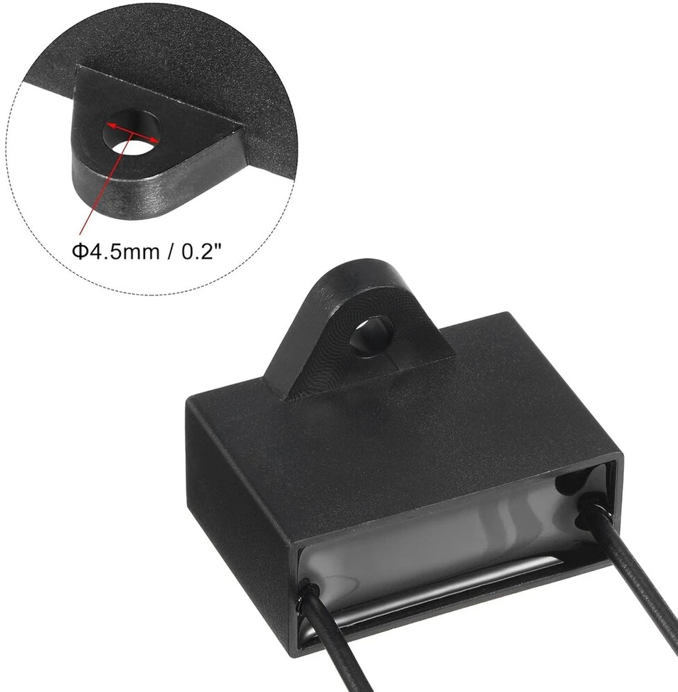 Sourcing map lubų ventiliatoriaus kondensatorius Cbb61 3.5uf 250v Ac 2 laidų metalizuoto polipropileno plėvelės kondensatorius 37 x 26 x 15 mm elektrinio ventiliatoriaus siurblio variklio generatoriui, 3 vnt.