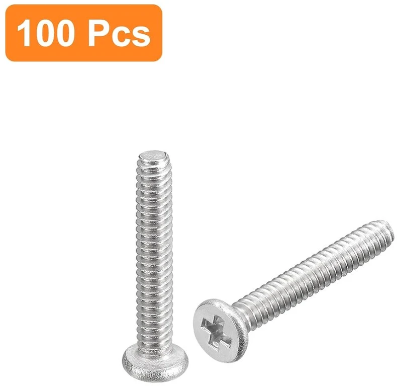 Sourcing map M1.6-0.35 x 10 mm plokščiaapvali galvutė, 100 vnt., 304 nerūdijančio plieno Phillips galvutės mašininiai varžtai, techninės įrangos tvirtinimo detalės baldų sujungimui