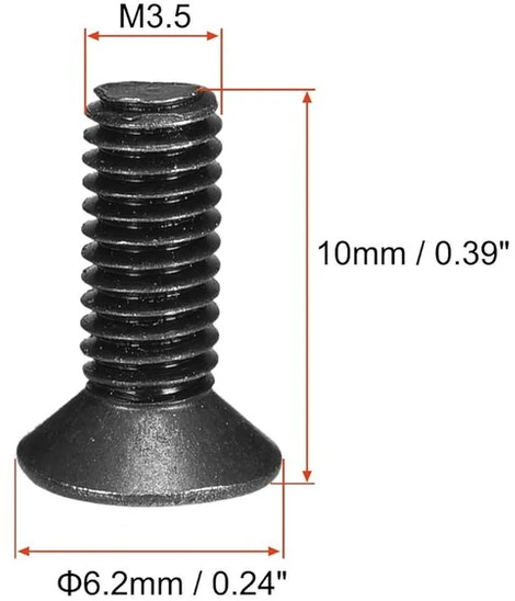 Sourcing map M3.5 x 10 mm Phillips plokščia galvutė juodas varžtas dangtelis nešiojamam kompiuteriui Pc Tv ventiliatoriui jungikliui, 50 vnt.