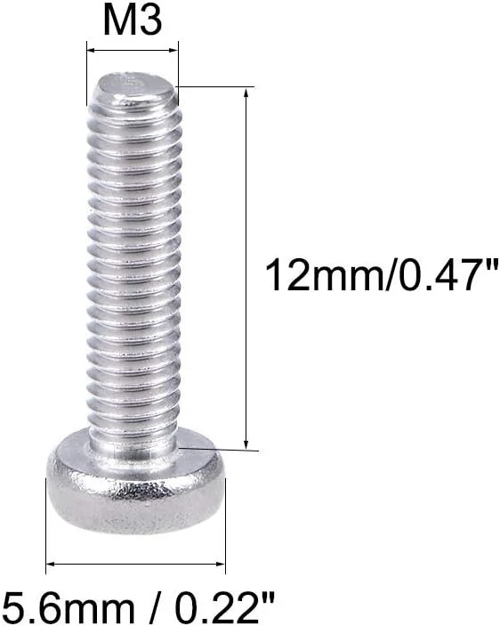 Sourcing map mašininiai varžtai plokšteliniai phillips varžtai m3 x 12 mm, 30 vnt.