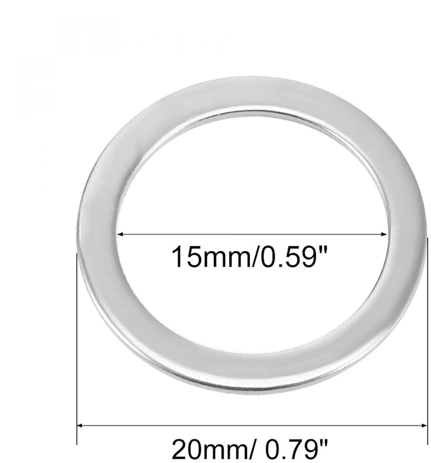 Sourcing map plokščios poveržlės varžtams 14 mm x 20 mm x 0.8 mm 304 nerūdijančio plieno, 20 vnt.
