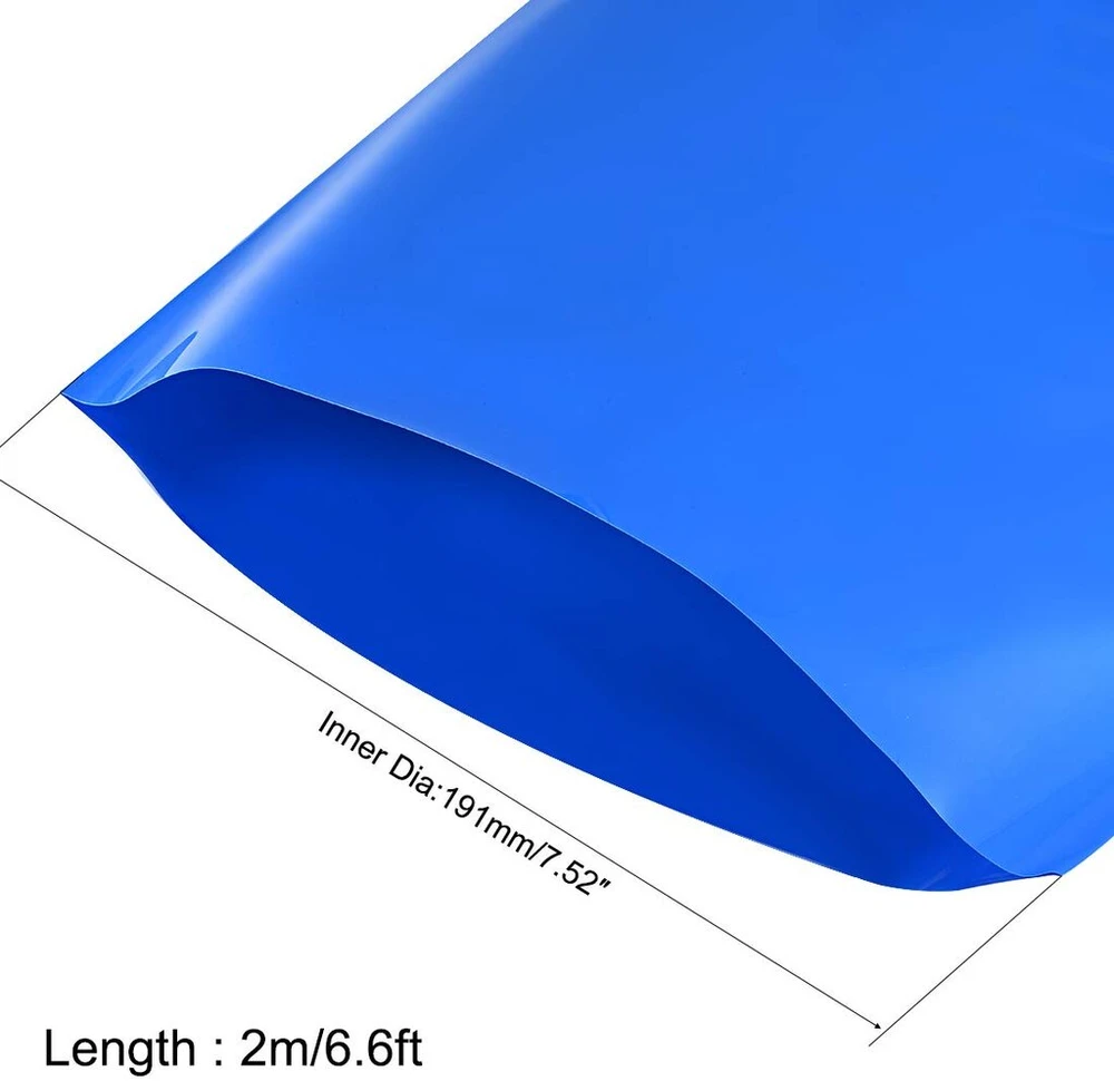Sourcing map pvc termiškai susitraukiantis vamzdelis akumuliatoriaus pakavimui 300 mm plokščias 191 mm skersmens 2 m mėlynas