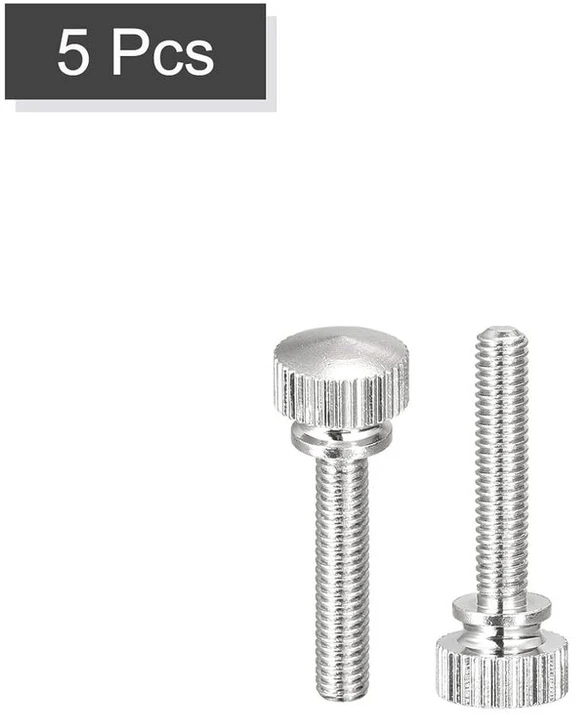 Sourcing map Rumbuoti varžtai M4 x 20 mm žalvariniai varžtai su galvute rankenėlės tvirtinimo detalės nikeliuotas, 5 vnt.