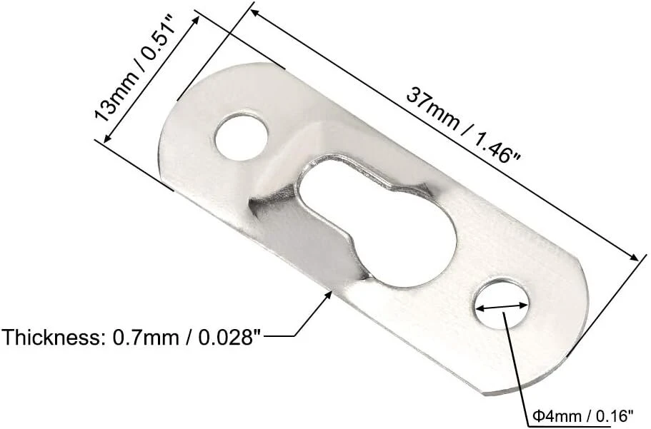 Sourcing map skylės formos pakabinimo plokštelė - vienos skylės kabliukai paveikslų rėmams su varžtais 37 mm x 13 mm, 20 vnt.