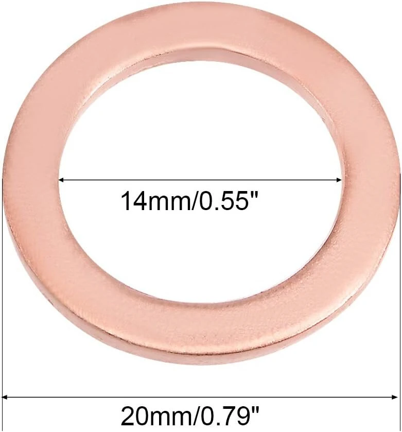 Sourcing map varinės poveržlės 14mm x 20mm x 1.5mm, skirtos varžtams, 10 vnt.