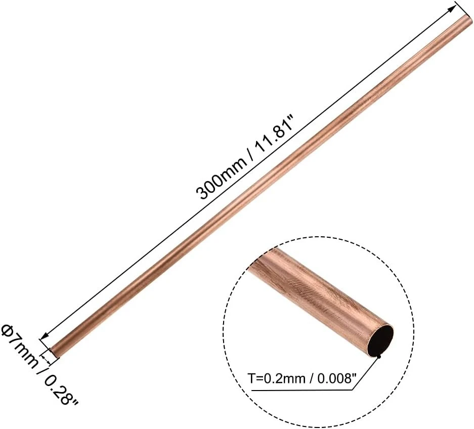 Sourcing map varinis apvalus vamzdis, 300 mm ilgio, tiesi žarna, atsparus oro sąlygoms su plastiškumu, 7 mm išorinis skersmuo, 0,2 mm sienelės storis, 3 vnt.