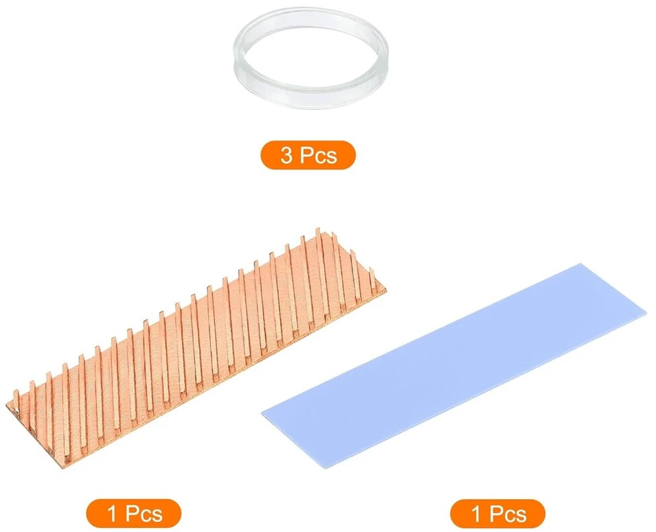 Sourcing map varinis heatsink'as su termo padėklu guminiu žiedu m.2 ssd moduliui pc 1 rinkinys 70 x 20 x 3 mm