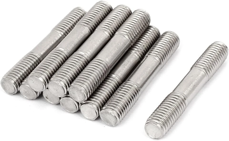 Sourcingmap M10x60mm dvigubo sriegio 304 nerūdijančio plieno įtempiamas reguliuojamas stūmiklio strypas, 10 vnt.