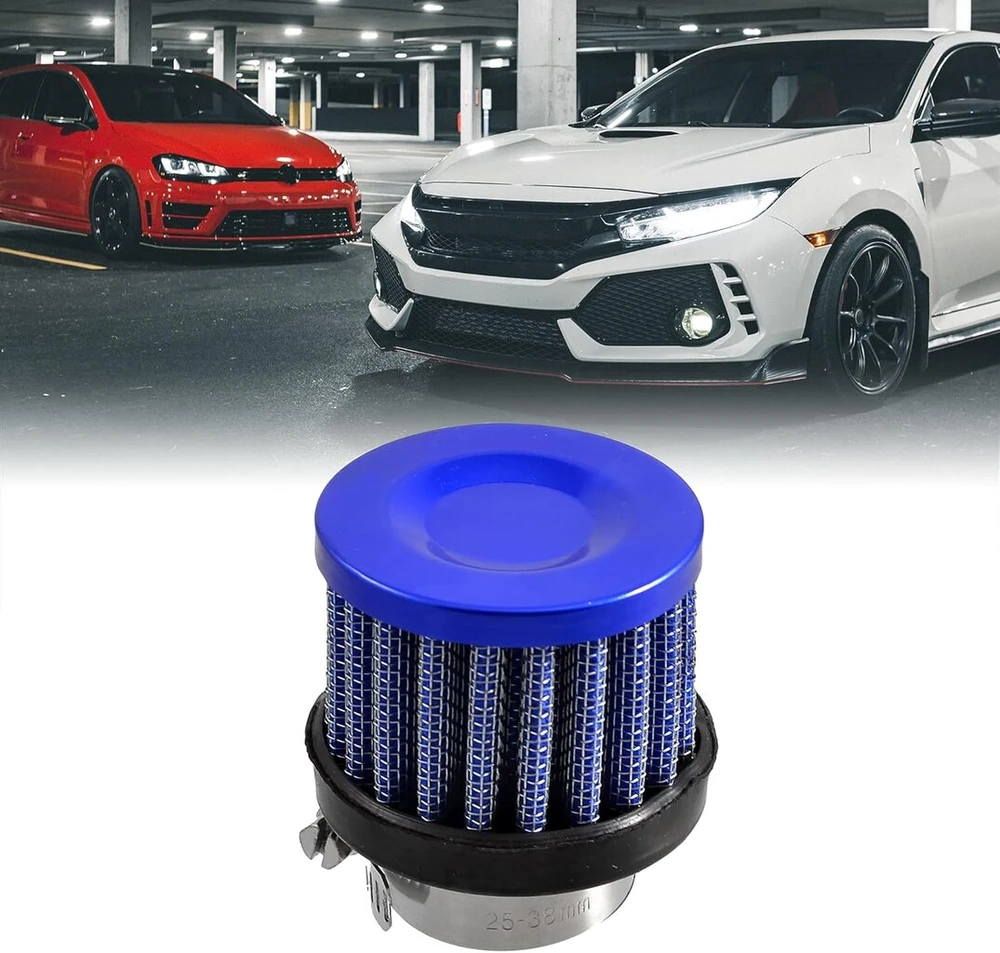 Sourcingmap universalus automobilinis 25 mm 1 colio įleidimo skersmens oro įsiurbimo kūgio filtro dalys mėlynos spalvos