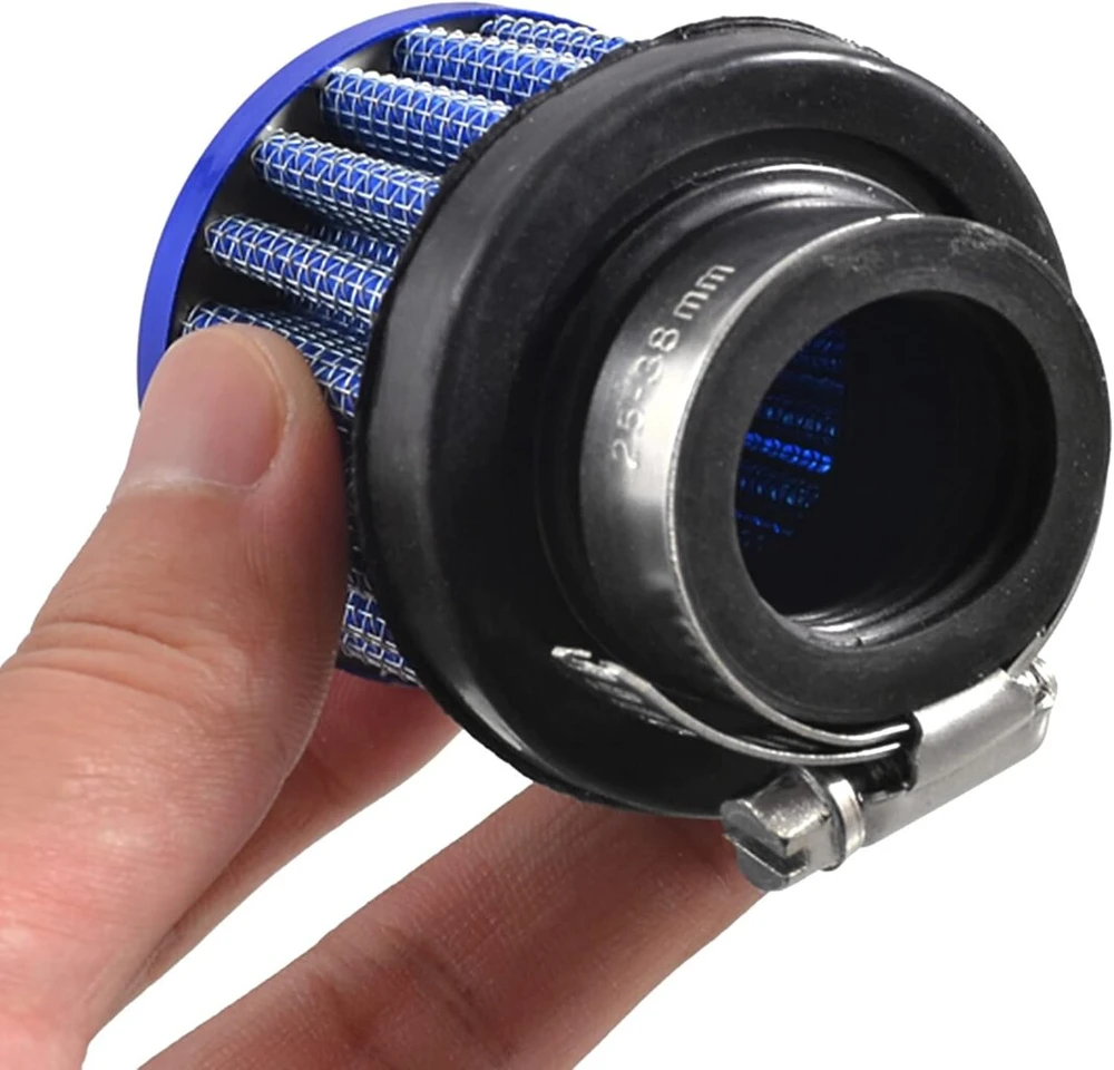 Sourcingmap universalus automobilinis 25 mm 1 colio įleidimo skersmens oro įsiurbimo kūgio filtro dalys mėlynos spalvos