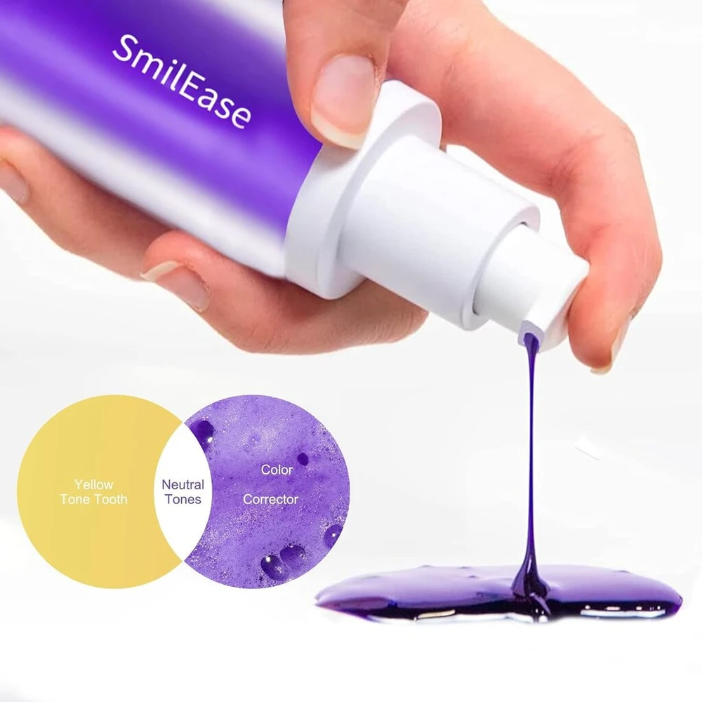 Spalvų korektorius serumas hi smile violetinė dantų pasta balti dantys balinanti dantų pasta diamond smile balti dantys violetinė dantų pasta herosmile spalvų korekcijos serumas dantų pasta glowing