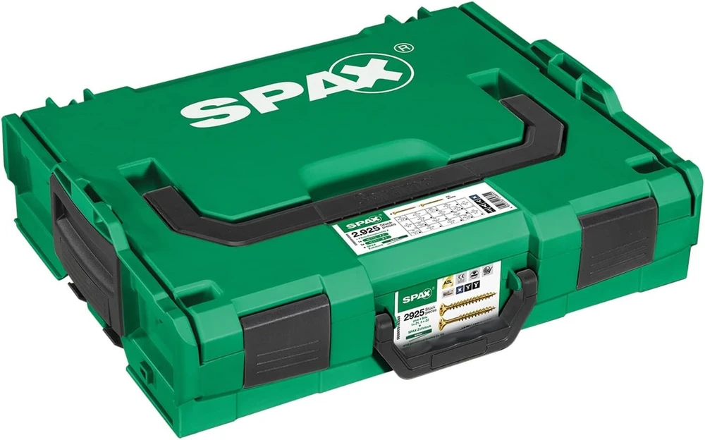 Spax L-boxx montavimo dėklas, didelis, Yellox A2l, Phillips Z, įleidžiama galvutė, 17 dydžių, 2930 vnt. su 5 Spax antgaliais, 5000009164019, 5000009164019