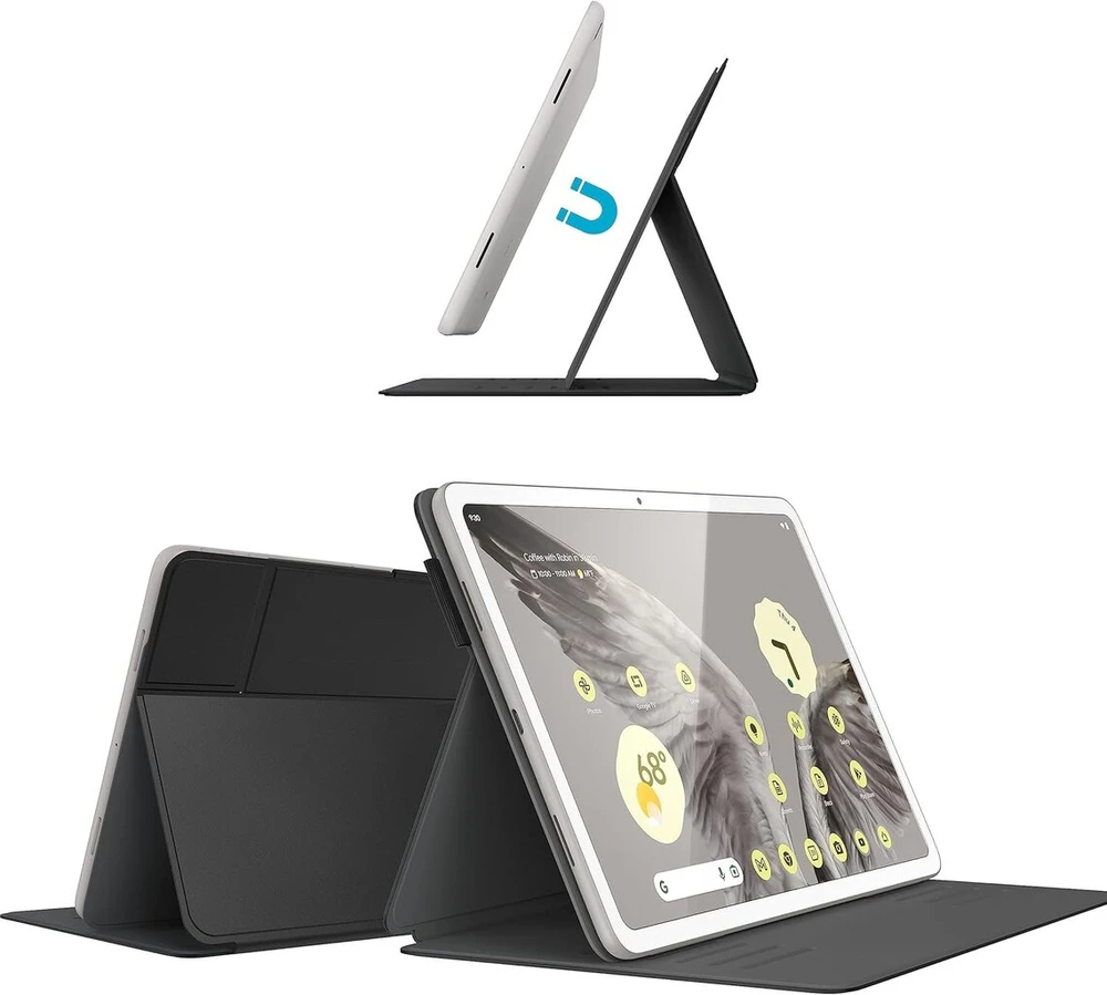 Speck Google Pixel Planšetė Case & Stand 2023 - plonas sulankstomas dizainas, kameros objektyvo apsauga, Google Pixel Planšetė Stand & Case - įjungimo/išjungimo magnetas - Juodas & Baltas Magfolio