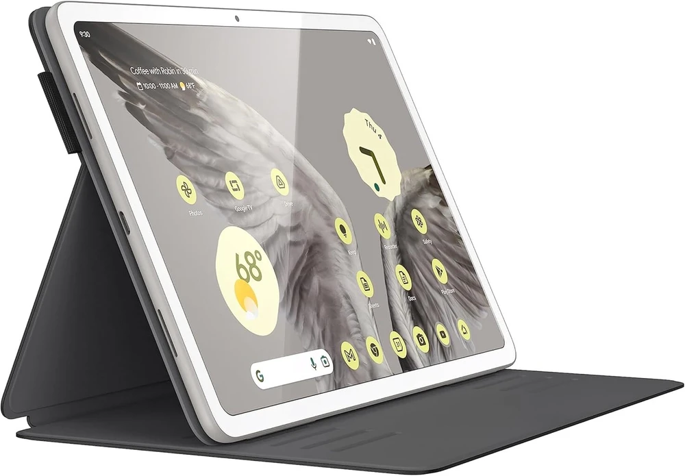 Speck Google Pixel Planšetė Case & Stand 2023 - plonas sulankstomas dizainas, kameros objektyvo apsauga, Google Pixel Planšetė Stand & Case - įjungimo/išjungimo magnetas - Juodas & Baltas Magfolio