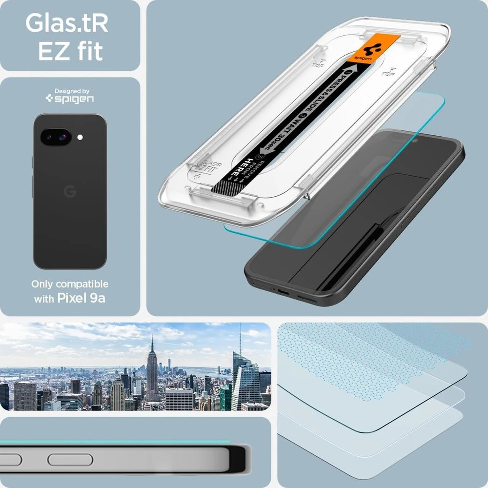 Spigen Glas.tr Ez Fit ekrano apsauga Google Pixel 9a, 2 vnt.