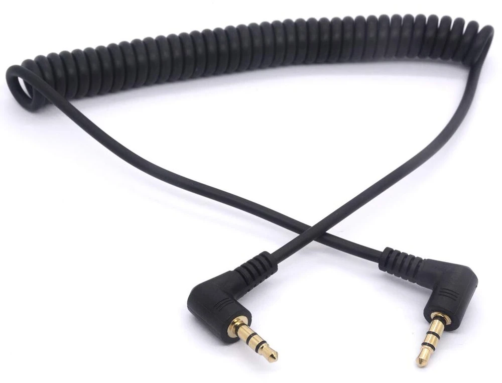 Spiralinis 3.5mm audio kabelis - 90 laipsnių 3.5 Trs ausinių adapteris Aux stereo ilgintuvas
