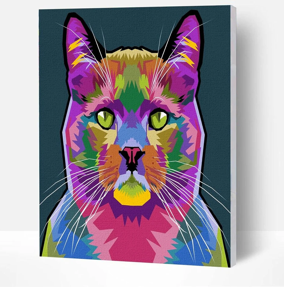 Splat Planet Katės piešimas pagal skaičius įrėmintas fluorescencinis neoninis piešimas pagal skaičius piešimas pagal skaičius suaugusiems vaikams 30x40cm