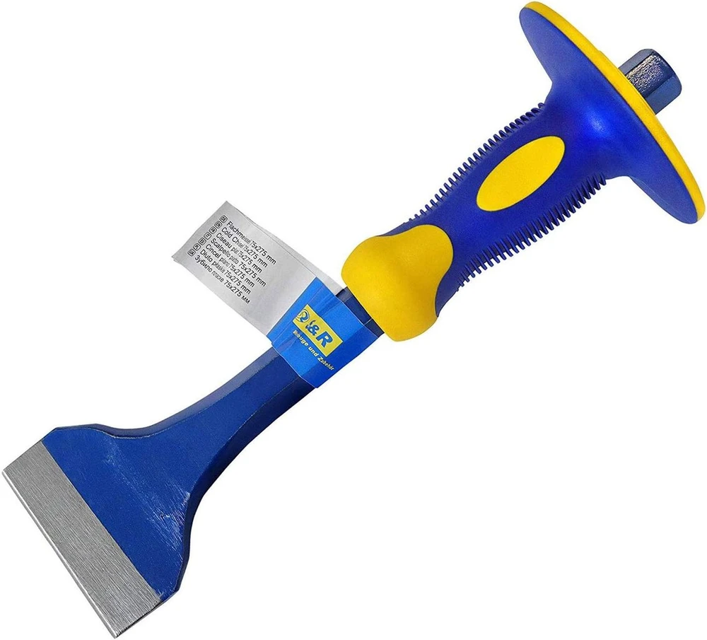 S&r Plokščias kaltas 275 x 75 mm, pagamintas iš chromo vanadžio plieno, su rankų apsauga, profesionalios kokybės, kaltas, rankinis kaltas, kastuvo kaltas, laužtuvas, kaltas nuolatiniam profesionaliam naudojimui