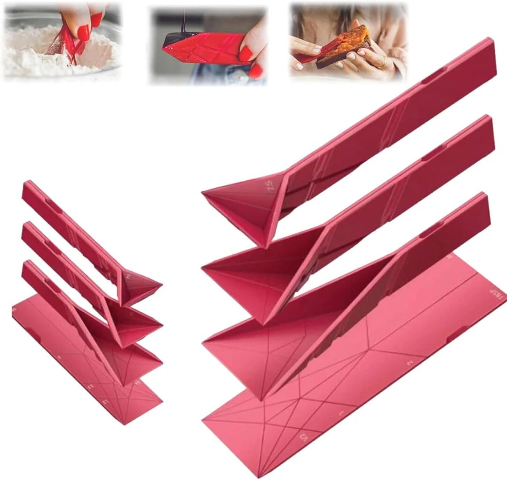 Srvauyea Polygon plokščias 3-in-1 matavimo šaukštas, 2 vienetai Polygon matavimo šaukštų, Polygon plokščias sulankstomas matavimo šaukštas, daugiafunkcinis sulankstomas plokščias šaukštas su 6 skirtingais dydžiais ingredientams