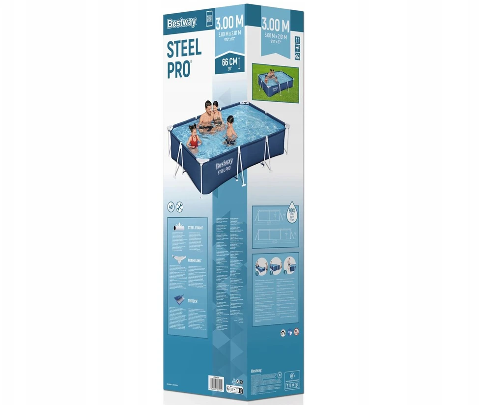 Stačiakampis karkasinis baseinas Steel Pro 300x201x66 cm - Bestway 56404 modelis 2025