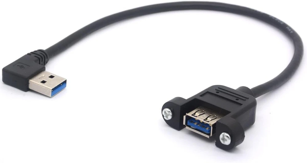 Stačiu kampu usb 3.0 panelinis montavimo kabelis usb 3.0 nuo vyriško iki moteriško su m3 varžto paneliniu montavimo prailginimo kabeliu pramoniniam kompiuteriui pc 30cm (kairė)