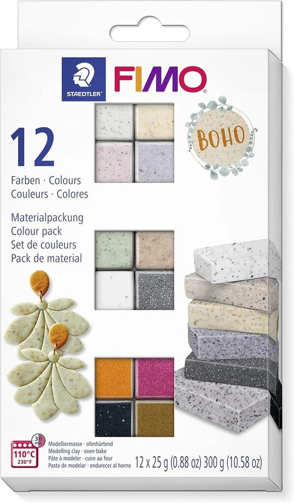 Staedtler Fimo Effect 8013 C 8013 C12-5 orkaitėje kietėjantis modeliavimo molis Bohoo Colours, minkštas ir elastingas