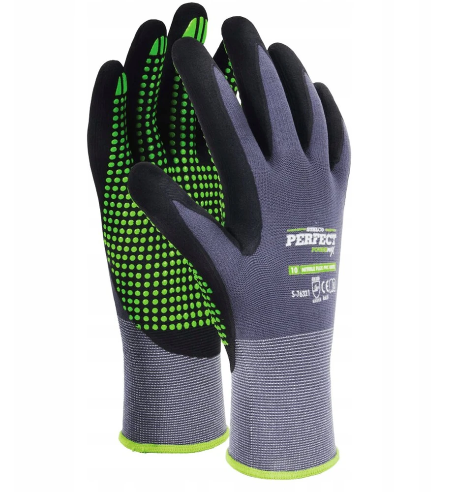 Stalco Nitrile Flex Dots darbo pirštinės S-76319, dydis M
