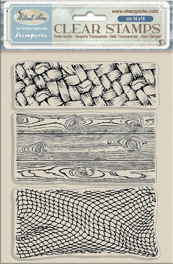 Stamperia - akrilinis antspaudas scrapbooking'ui, albumams, atvirukų gamybai ir kulkų žurnalams, skaidrus, ilgaamžis, lengvai valomas, puikiai tinka rankdarbiams ir dovanoms (silent Sea, 3 tekstūros)