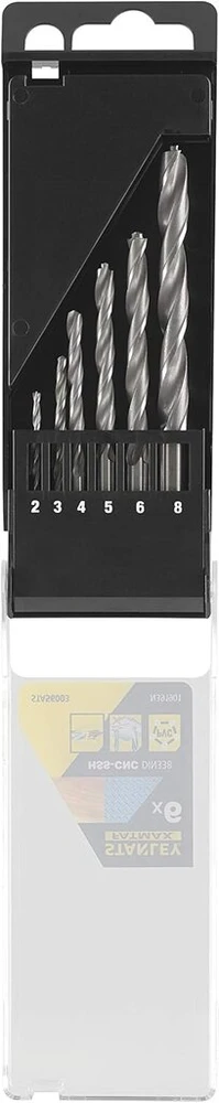 Stanley Fatmax Hss Cnc High-tech Bullet metalo grąžtų rinkinys (visiems metalų tipams, 2/3/4/5/6/8 mm grąžto skersmuo, 6 vnt.) Sta56003