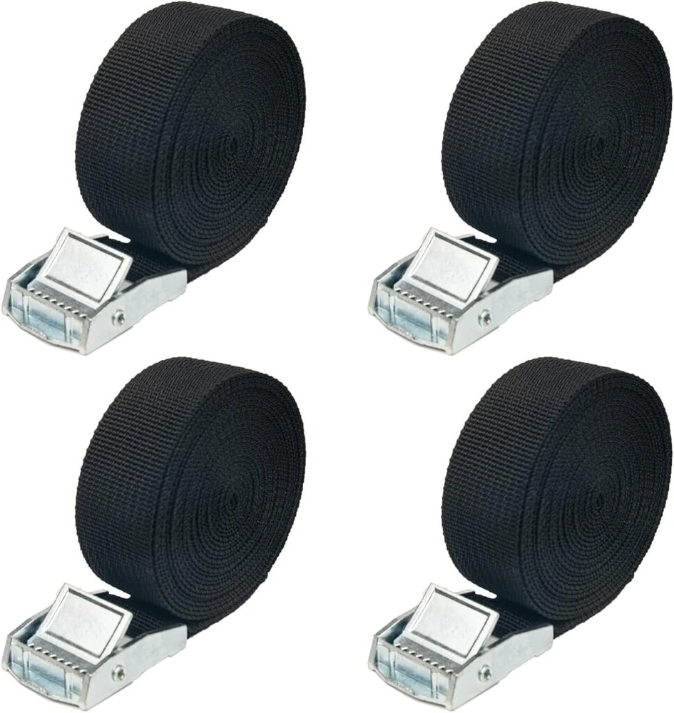 Starjoy Tvirtinimo diržas 2 m x 2,5 cm, 4 vnt. tvirtinimo diržų rinkinys, maksimali apkrova 250 kg (juodas)