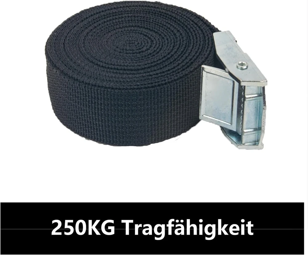 Starjoy Tvirtinimo diržas 2 m x 2,5 cm, 4 vnt. tvirtinimo diržų rinkinys, maksimali apkrova 250 kg (juodas)
