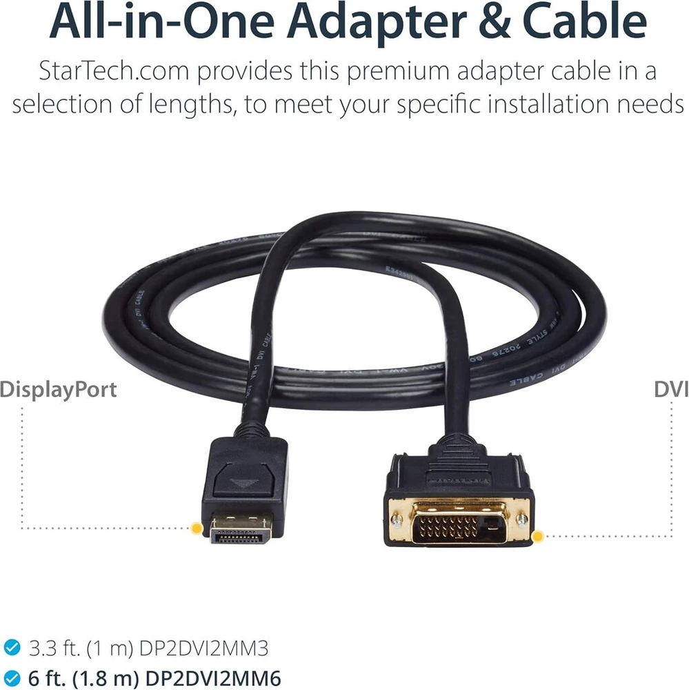 Startech 1,8 m Displayport į Dvi kabelis - M/m