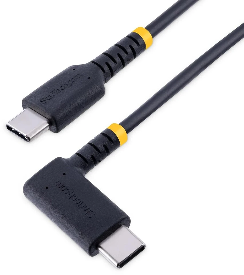 Startech.com 2 m usb-c įkrovimo laidas su kampiniu kištuku ir 60 w pd 3a - tvirtas greito įkrovimo laidas su aramido pluoštu - usb-c į usb-c laidas - usb 2.0 type-c laidas mobiliajam telefonui, planšetiniam kompiuteriui