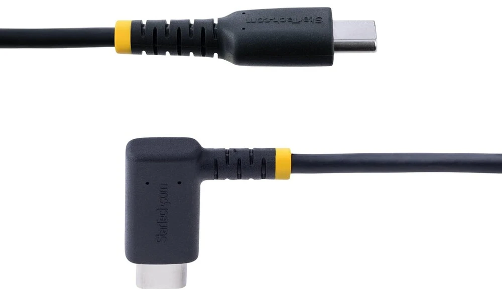 Startech.com 2 m usb-c įkrovimo laidas su kampiniu kištuku ir 60 w pd 3a - tvirtas greito įkrovimo laidas su aramido pluoštu - usb-c į usb-c laidas - usb 2.0 type-c laidas mobiliajam telefonui, planšetiniam kompiuteriui