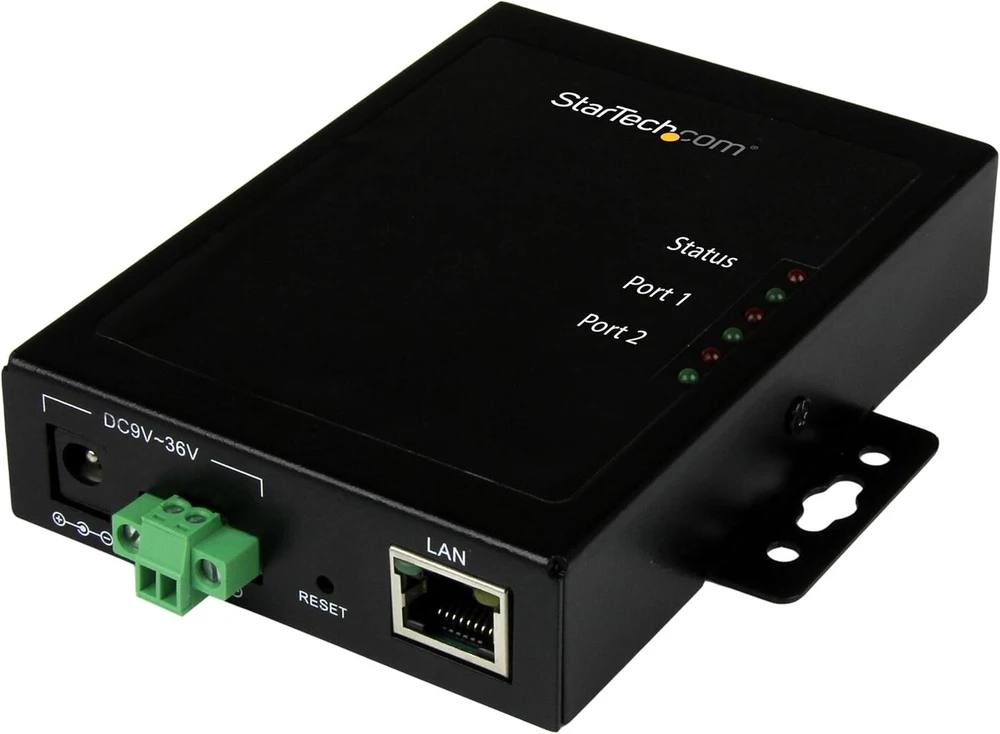 Startech.com 2 prievadų nuoseklusis įrenginių serveris į Ip, Rs232, metalinis ir montuojamas, nuosekliųjų įrenginių serveris